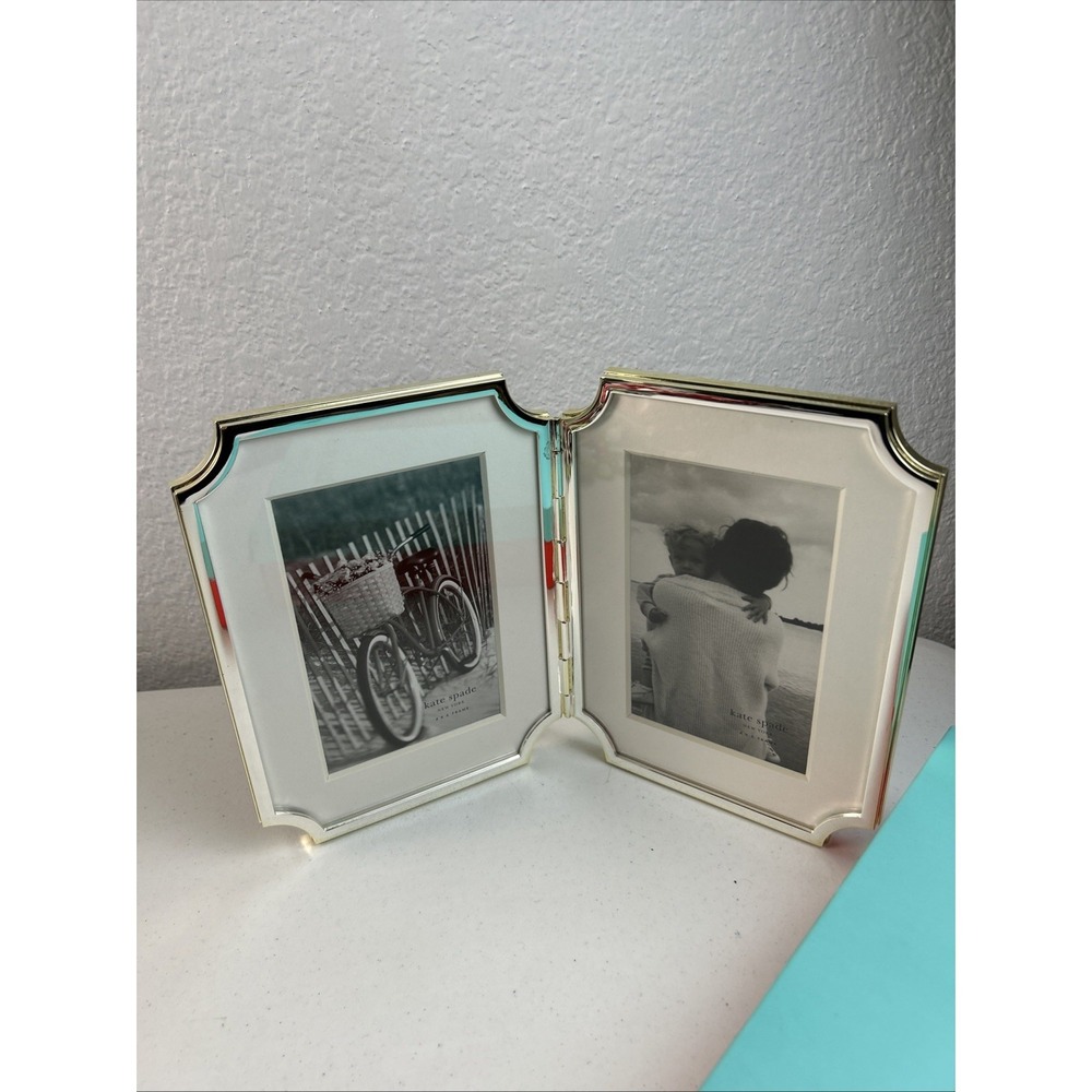 Kate Spade Sullivan Street Hinged Double Frame Silverplate Lenox 4x6 W/Box - Picture 2 of 8